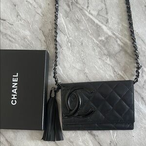 Chanel Black Quilted Crossbody Bag with Chain